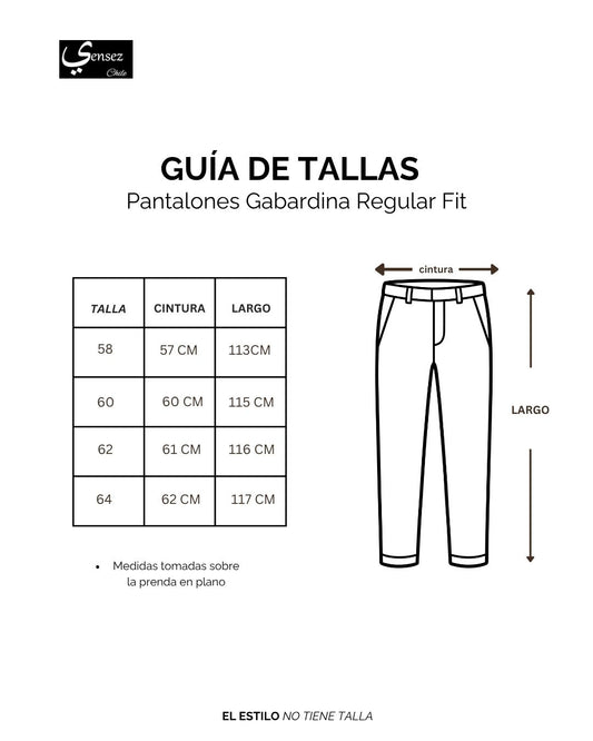 Pantalon Hombre Gabardina Regular Fit Negro