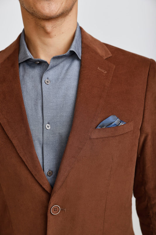 Blazer Hombre Micro Cotelé Mil Rayas Camel