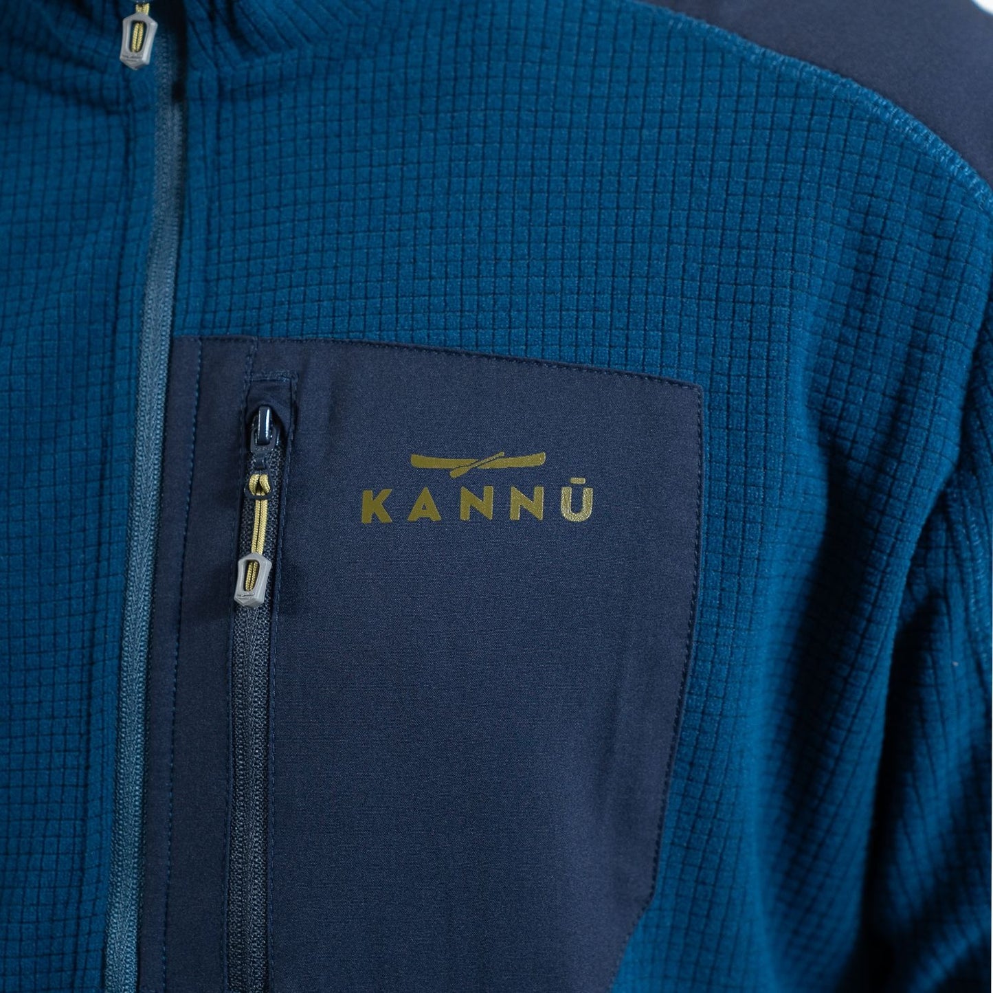 Polar Hombre Medio Cierre Textura Waffle Azul Denim