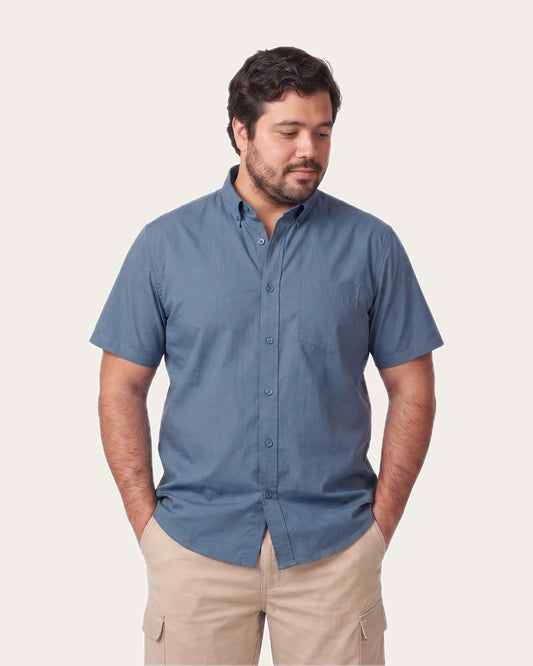 Camisa Hombre Guayabera Lisa Azul Marino