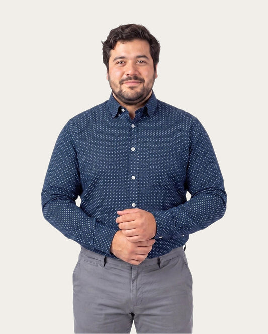 Camisa Hombre Fantasia Diseño Azul Marino