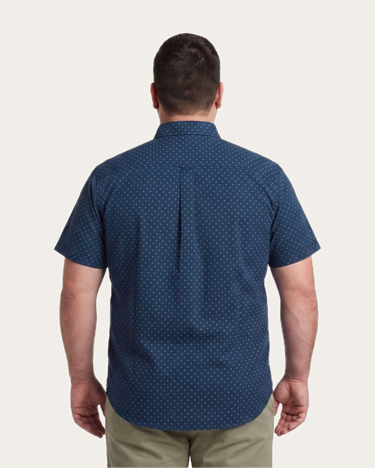 Camisa Hombre Manga Corta Azul Marino con Diseño KT