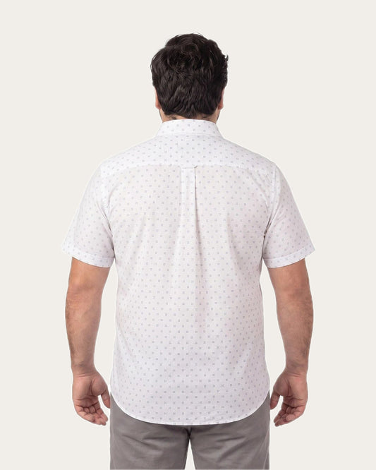 Camisa Hombre Manga Corta Blanca con Diseño KT