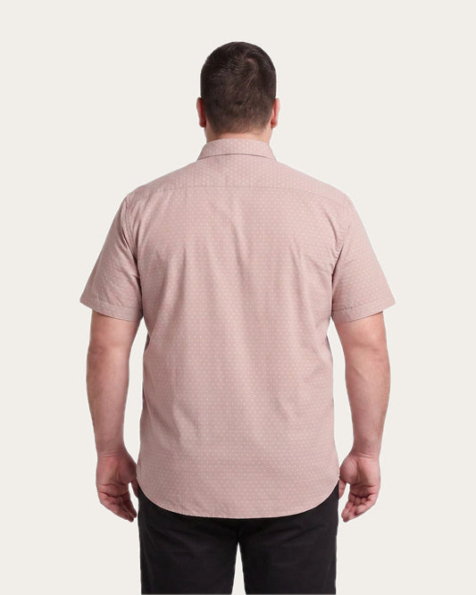 Camisa Hombre Manga Corta Dobby Sport Diseño Rosado