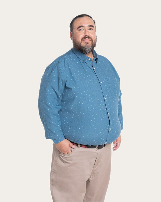 Camisa Hombre Manga larga Estampada Azul Regular Fit KT
