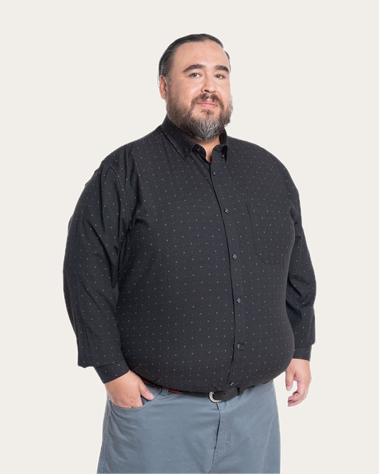 Camisa Hombre Manga larga Estampada Negro Regular Fit KT