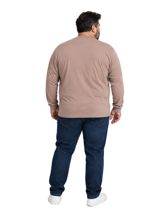 Polera Hombre Jersey Manga Larga Diseño Beige Mediio