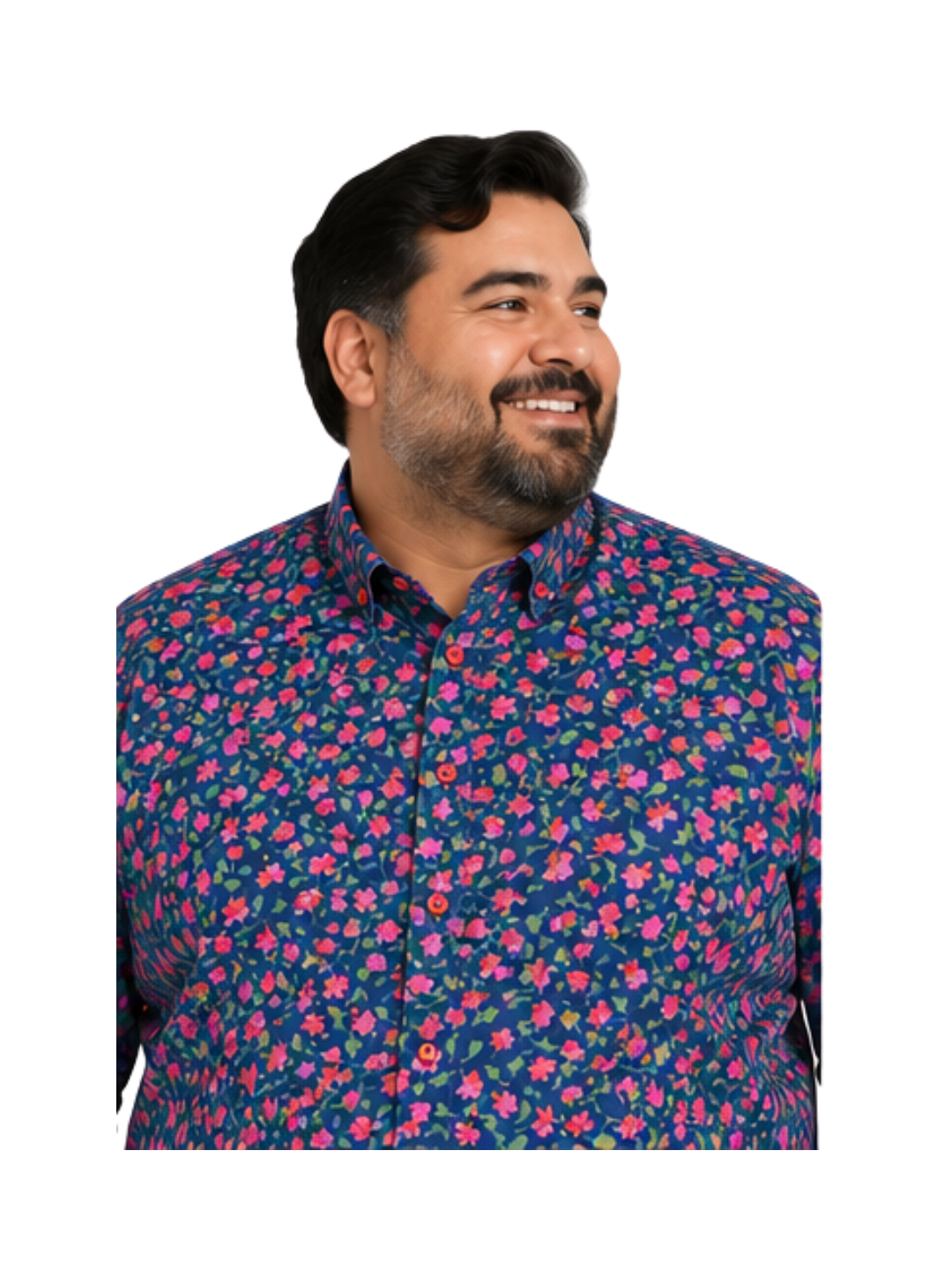 Camisa Hombre Diseño Flower Manga Larga Slim Fit