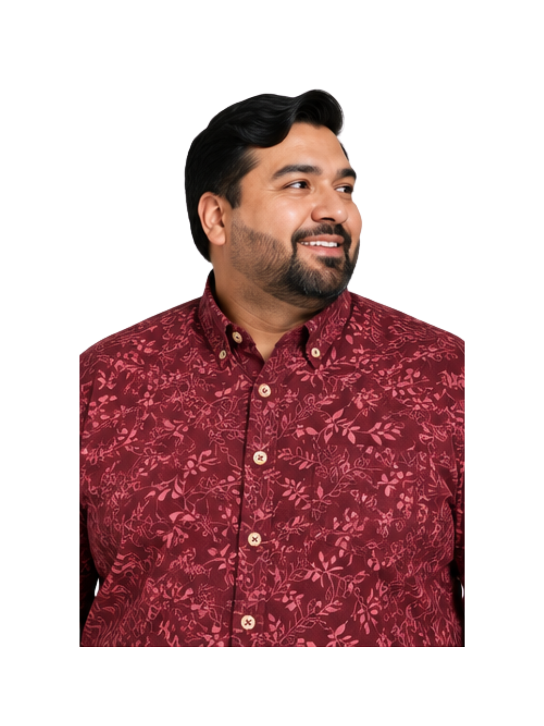 Camisa Hombre Diseño Roja Manga Larga Slim Fit
