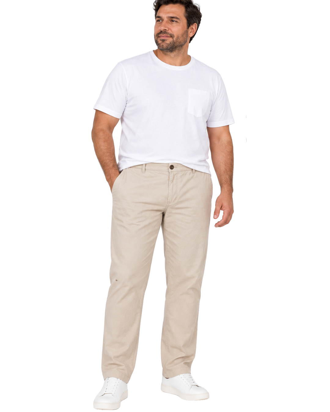 Pantalon Hombre Lino Beige SG