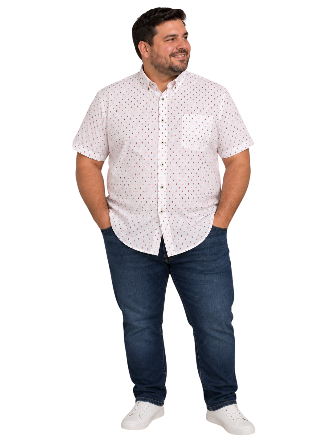 Camisa Hombre Manga Corta Diseño Blanca SG