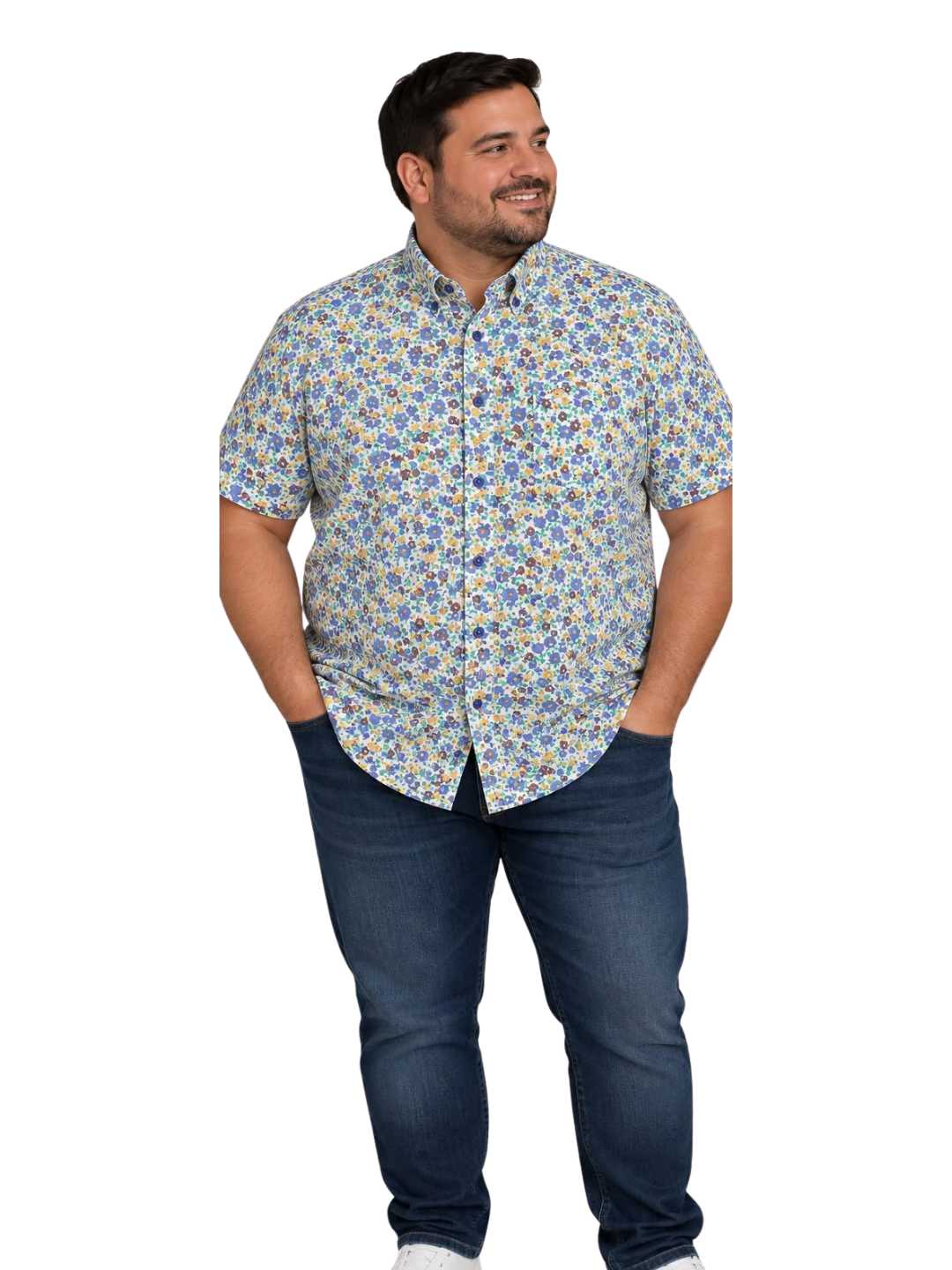 Camisa Hombre Manga Corta Diseño Flores SG