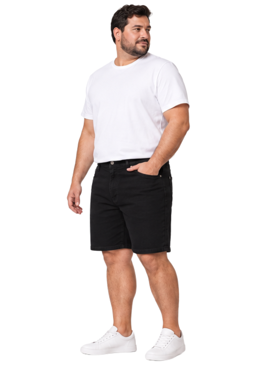 Bermuda Hombre Denim Negro Regular Fit