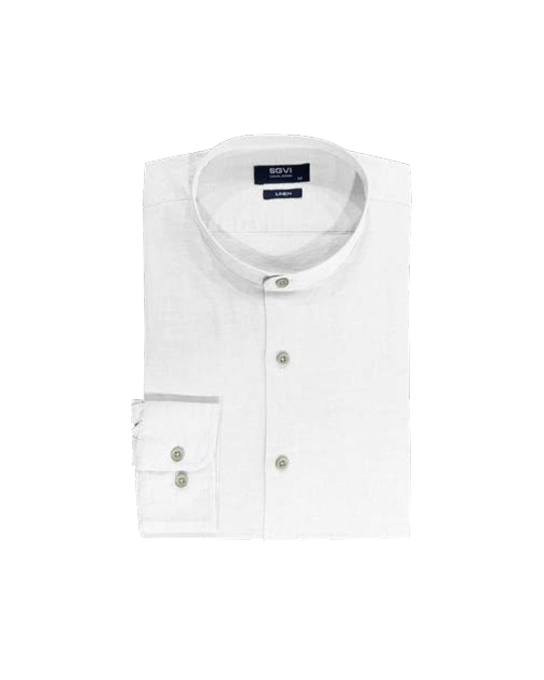Camisa Hombre Lino Cuello Mao Blanco SG