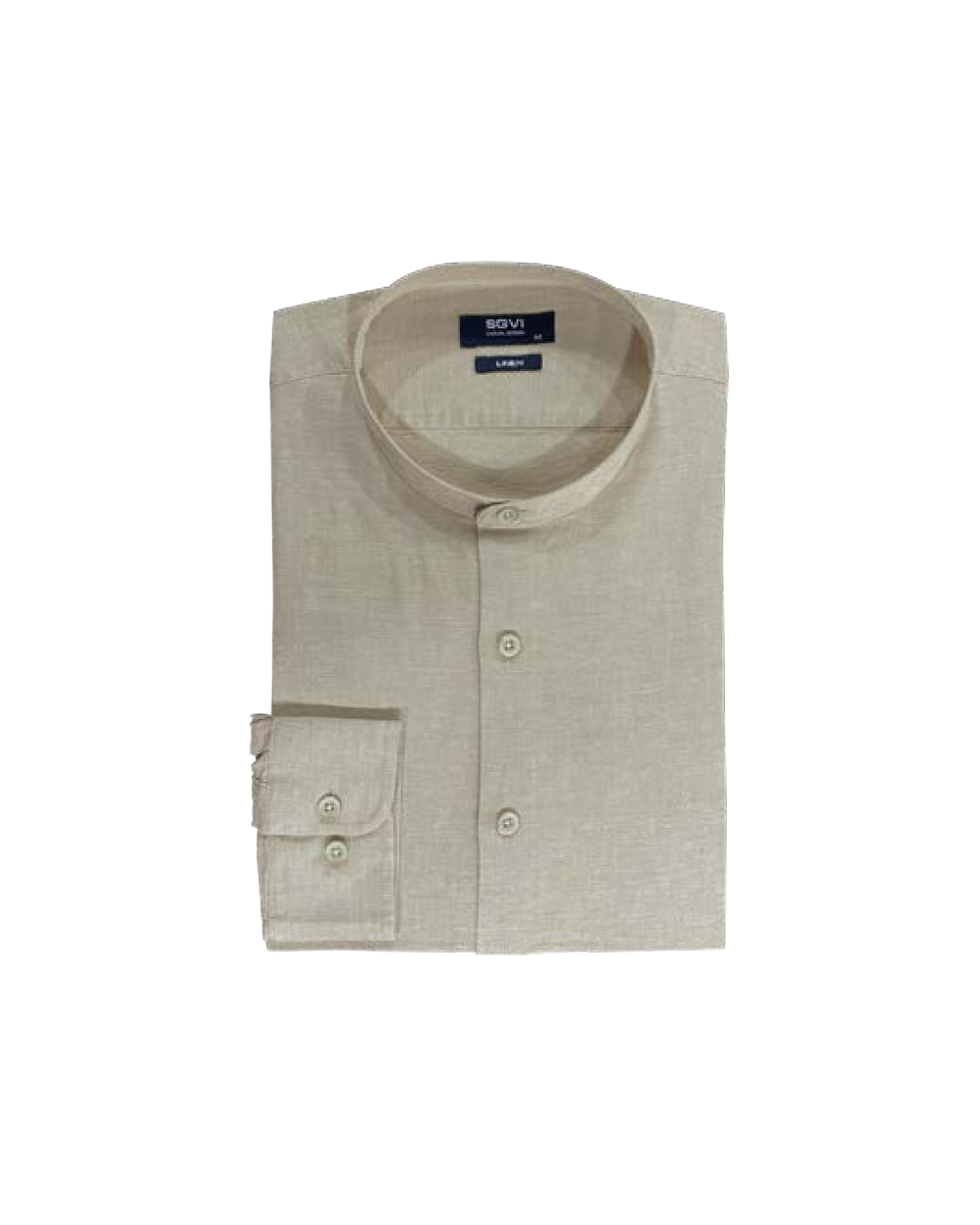 Camisa Hombre Lino Cuello Mao Beige SG