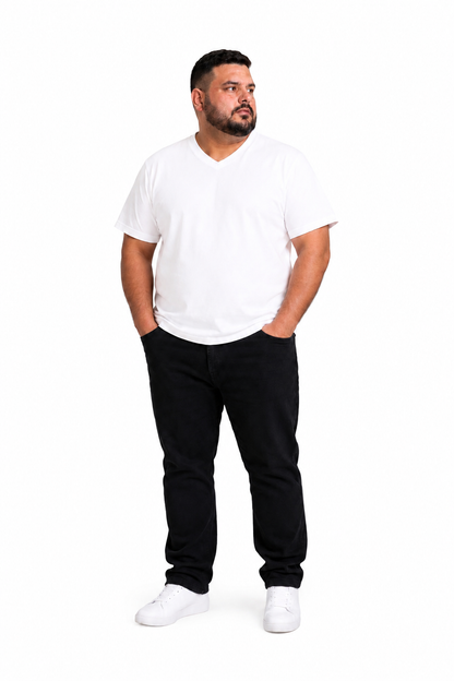 Polera Hombre Cuello V Blanca