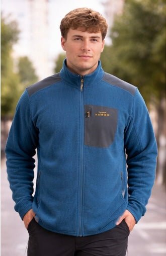 Polar Hombre Cierre Completo Textura Waffle Azul Denim - Sensez