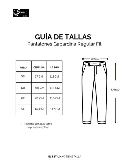 Pantalon Hombre Gabardina Regular Fit Azul Rey
