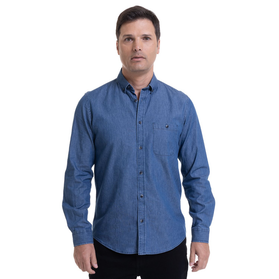Camisa Hombre Denim Azul