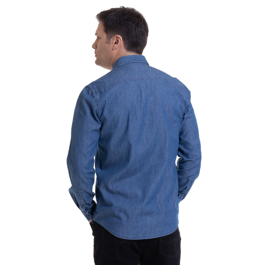 Camisa Hombre Denim Azul