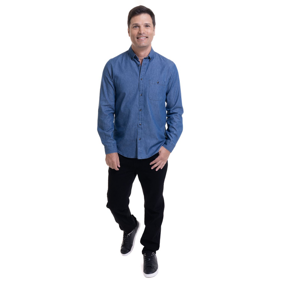 Camisa Hombre Denim Azul