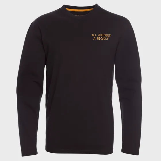 Polera Hombre Manga Larga Jersey Negra All you Need con Diseño