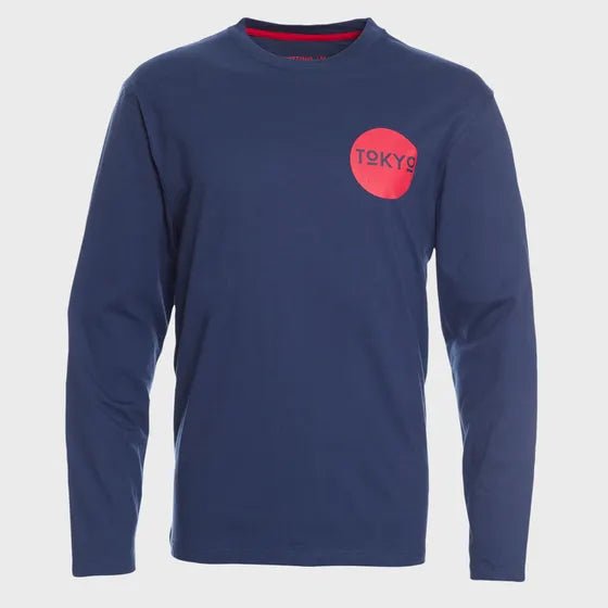 Polera Hombre Manga Larga Jersey Tokio Azul con Diseño - Sensez