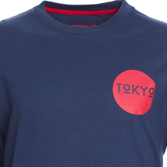 Polera Hombre Manga Larga Jersey Tokio Azul con Diseño