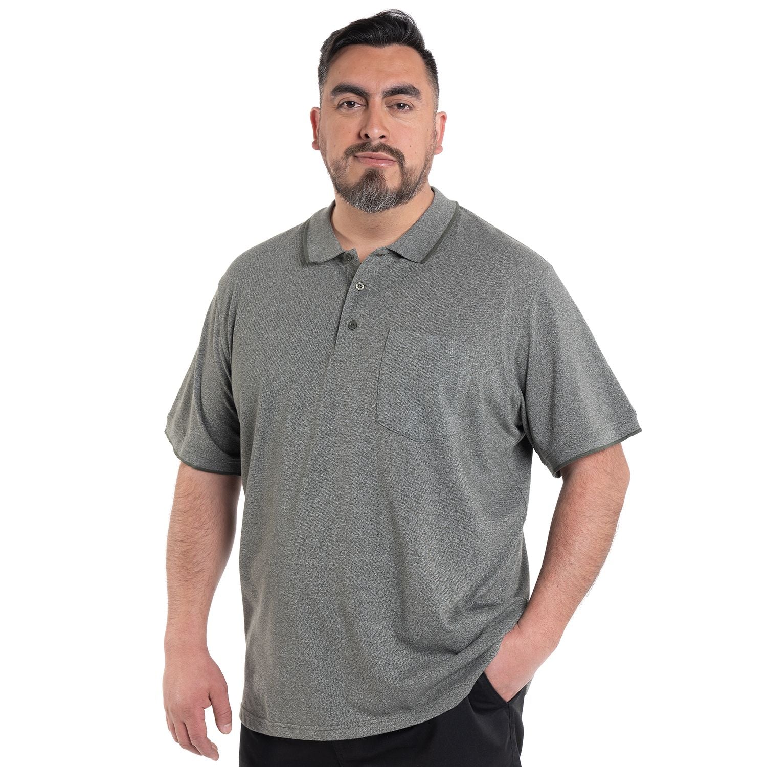 Polera Piqué Hombre Melange Gris Claro Kt - Sensez