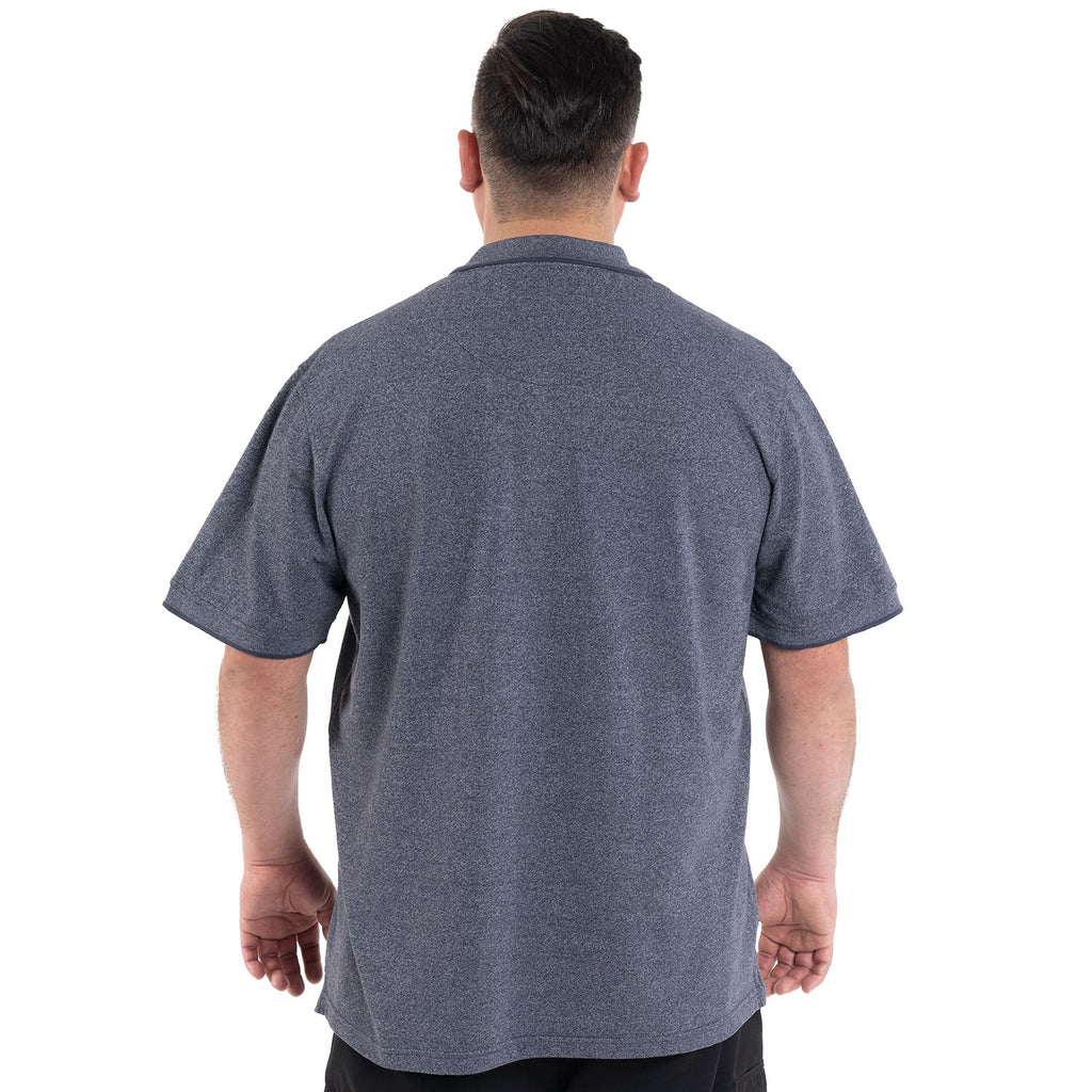 Polera Piqué Hombre Melange Azul Marino