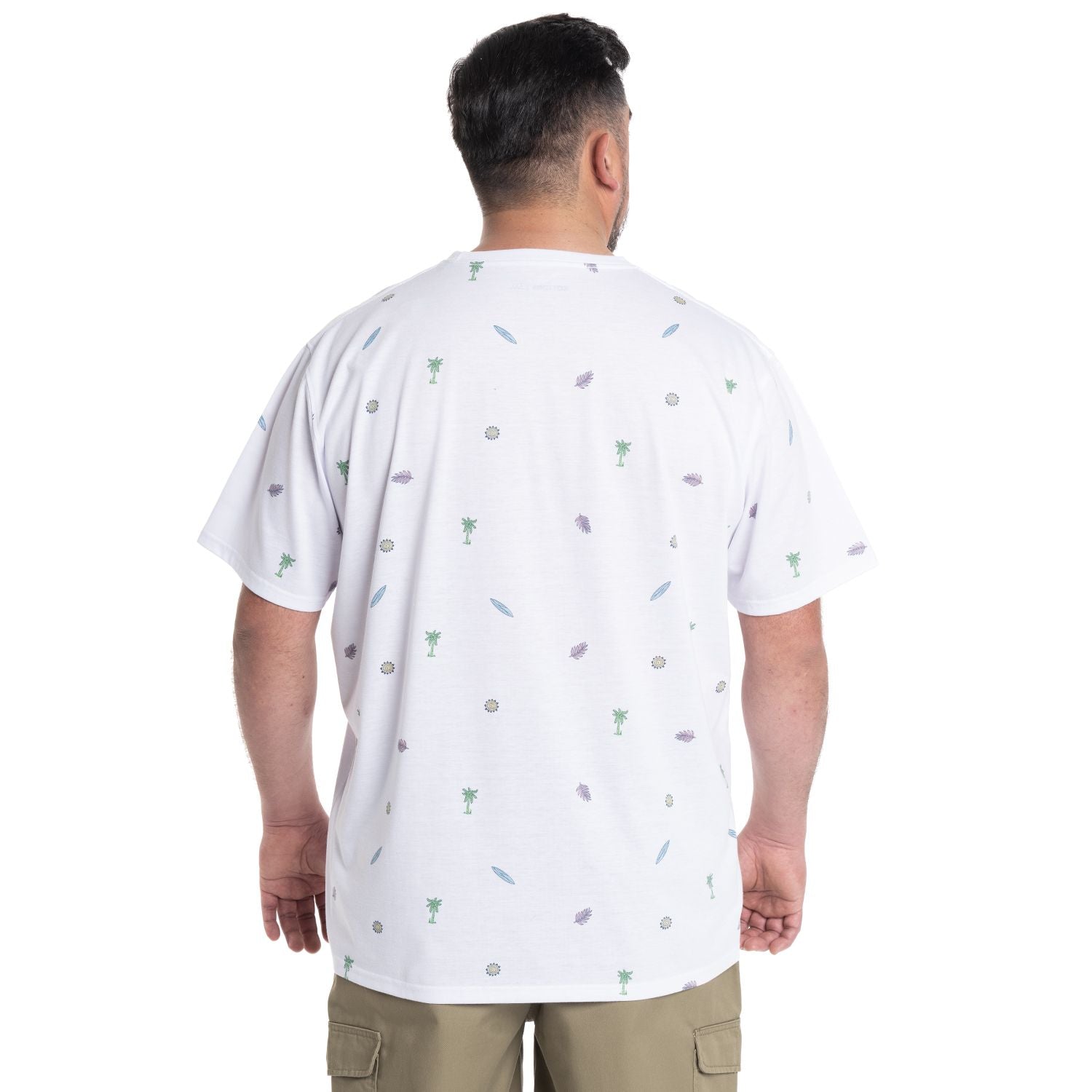Polera Hombre Cuello Redondo Blanco con Diseño