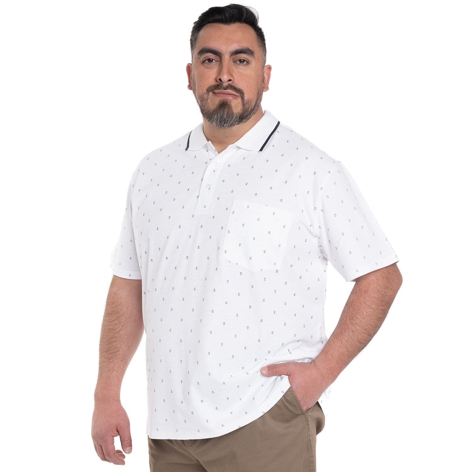 Polera Piqué Hombre Blanco con Diseño