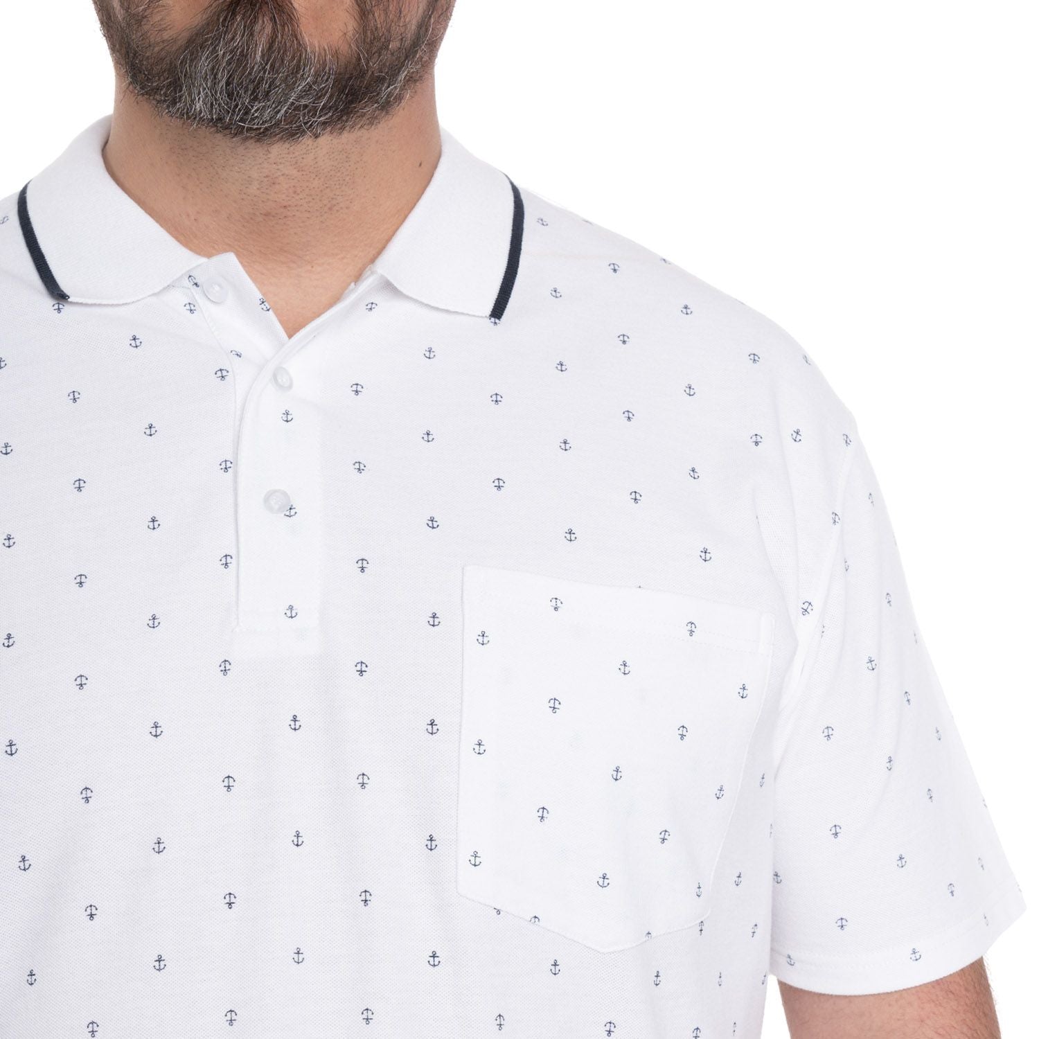 Polera Piqué Hombre Blanco con Diseño - Sensez