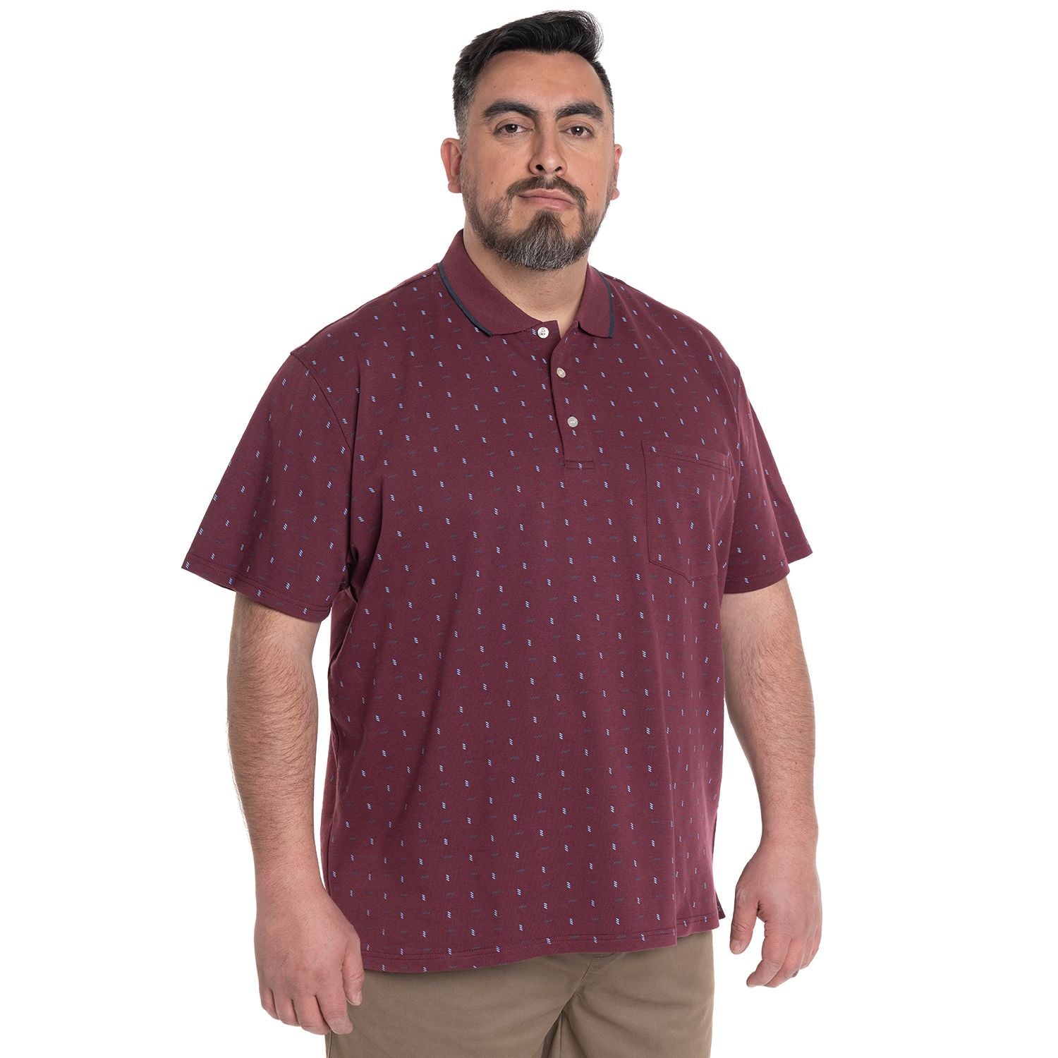Polera Piqué Hombre Burdeo con Diseño