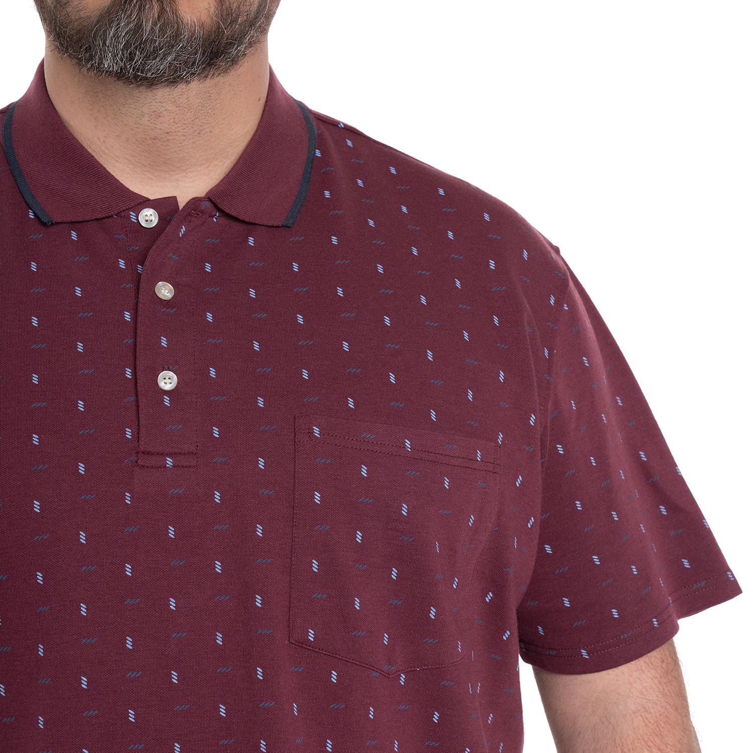 Polera Piqué Hombre Burdeo con Diseño