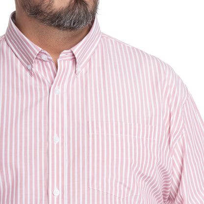 Camisa Hombre Listada Premium Cuello Semi Italiano Rosa Medio - Sensez