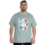 Polera Hombre Cuello Redondo Verde Agua con Estampado