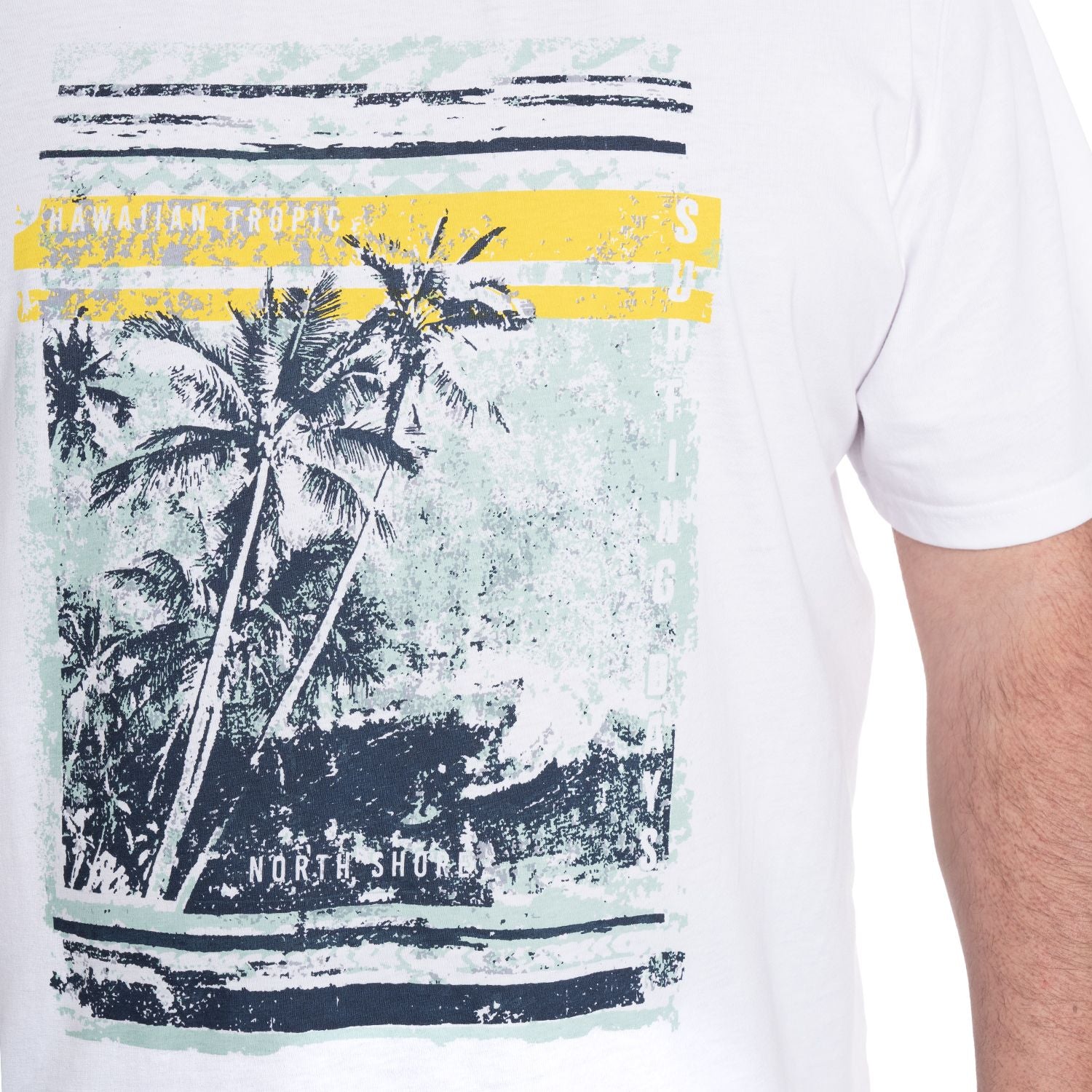 Polera Hombre Cuello Redondo Blanca con Estampado - Sensez