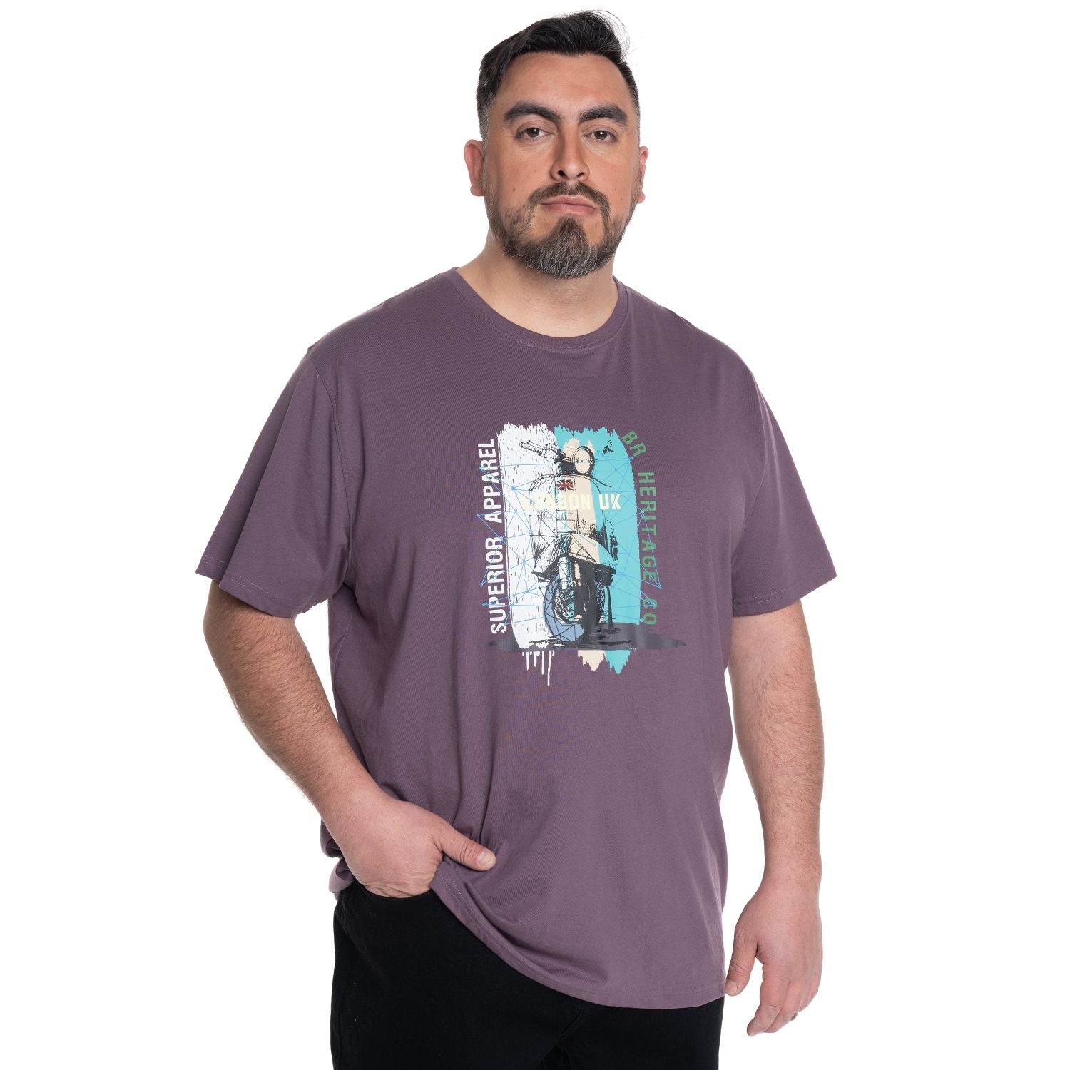 Polera Hombre Cuello Redondo Morado