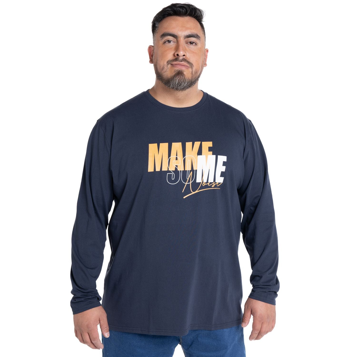 Polera Hombre Jersey Manga larga Azul con Diseño