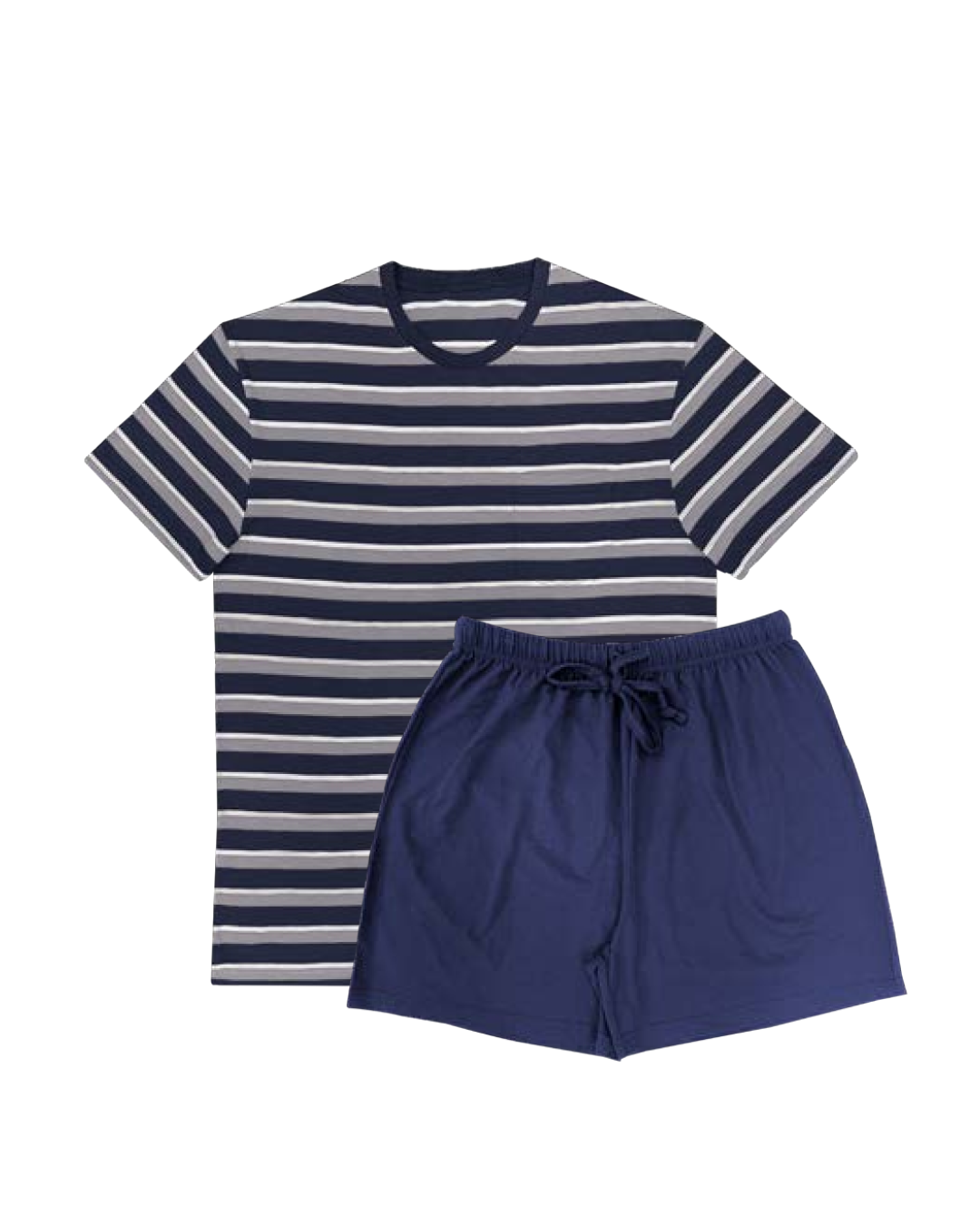 Pijama Hombre de Verano Gris Lineas Manga Corta SG