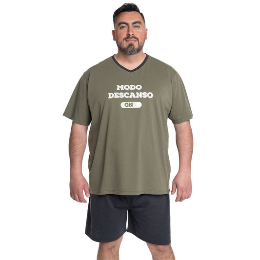 Pijama Hombre de Verano Verde Diseño Manga Corta KT