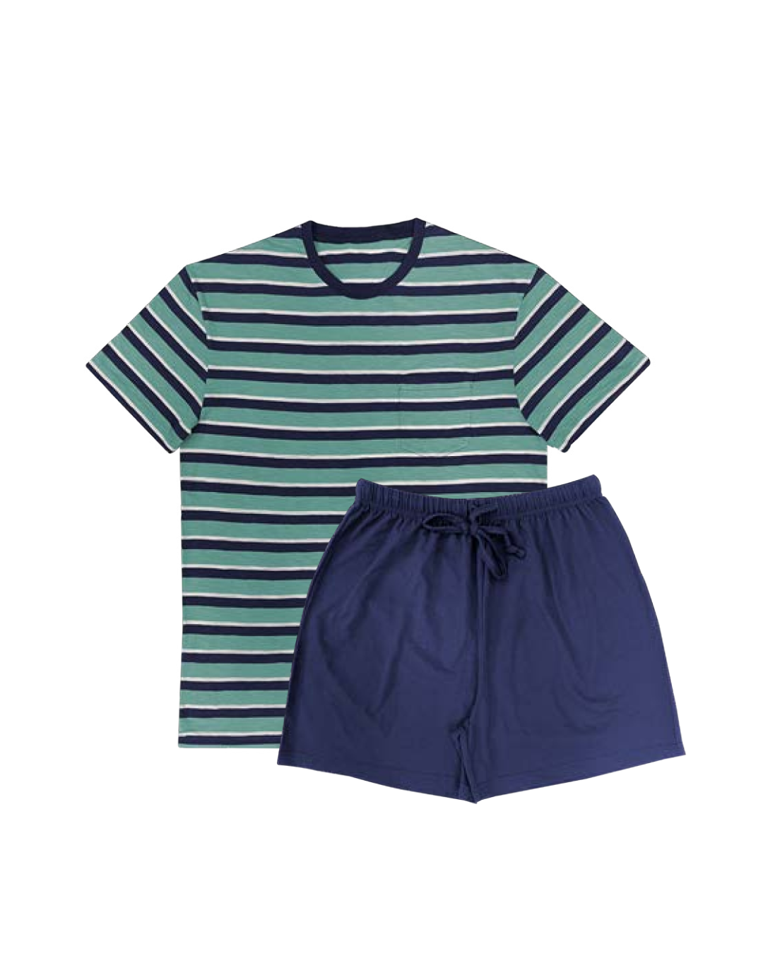 Pijama Hombre de Verano Verde Lineas Manga Corta SG