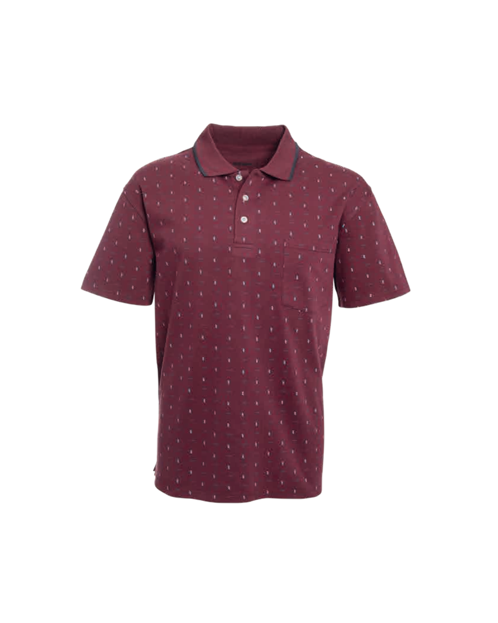 Polera Piqué Hombre Burdeo con Diseño