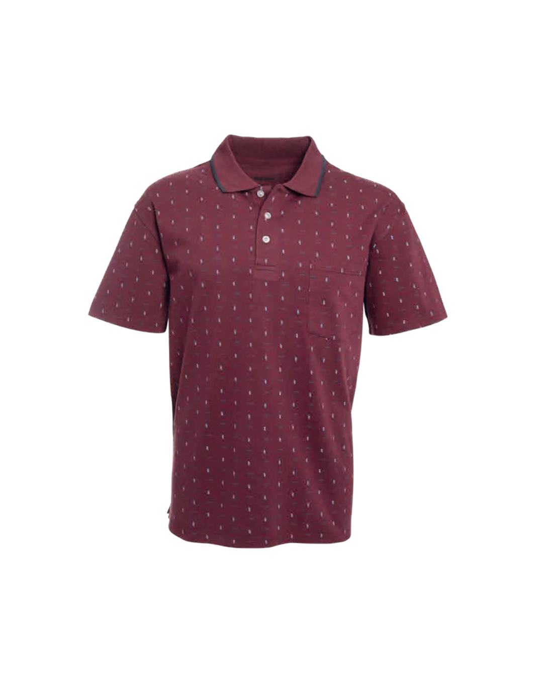Polera Piqué Hombre Burdeo con Diseño