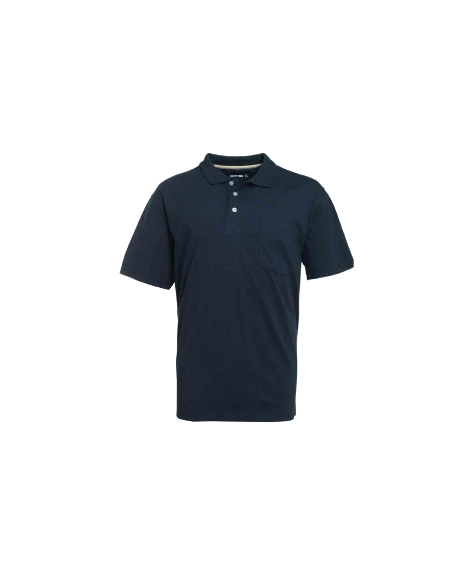 Polera Hombre Lisa Cuello Camisero Azul