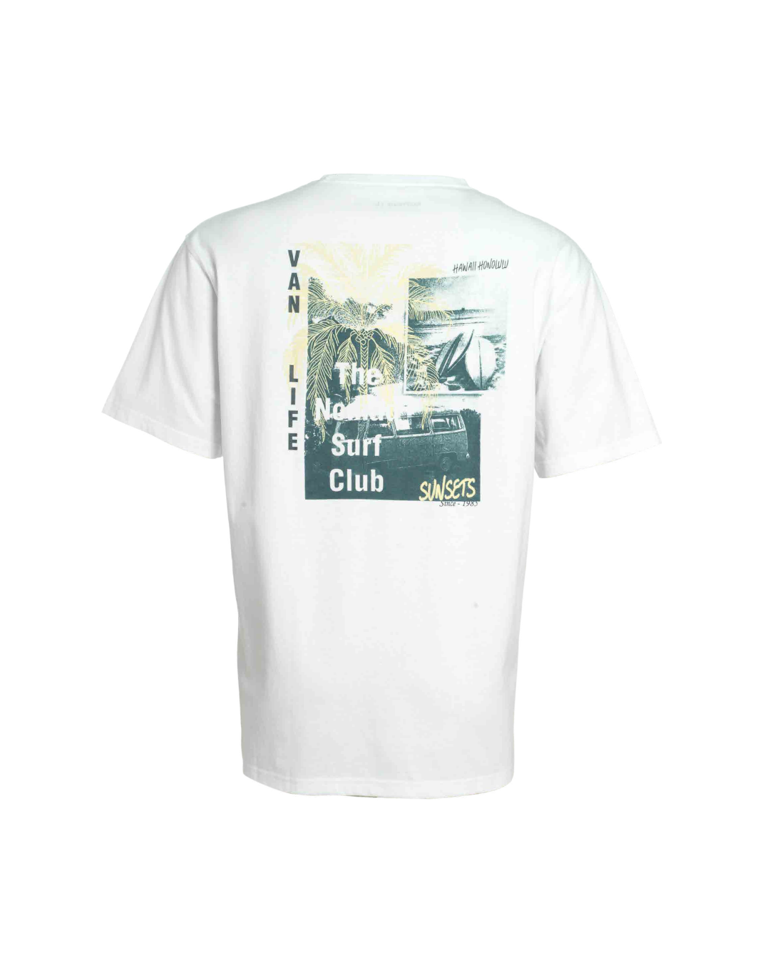 Polera Hombre Estampado Espalda Blanco