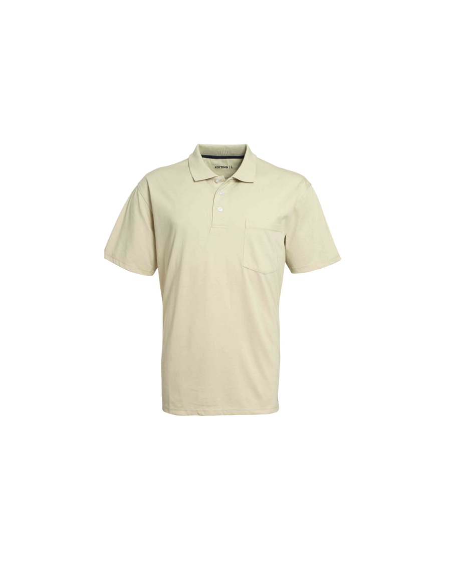 Polera Hombre Lisa Cuello Camisero Beige Claro