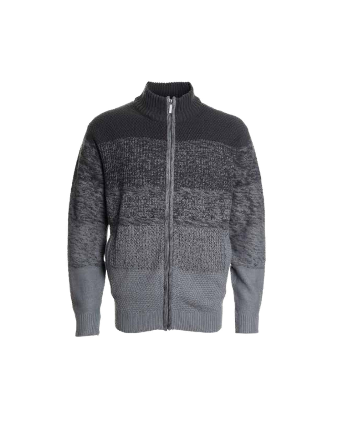 Sweater Hombre Full Cierre Gris con Efecto Degradado
