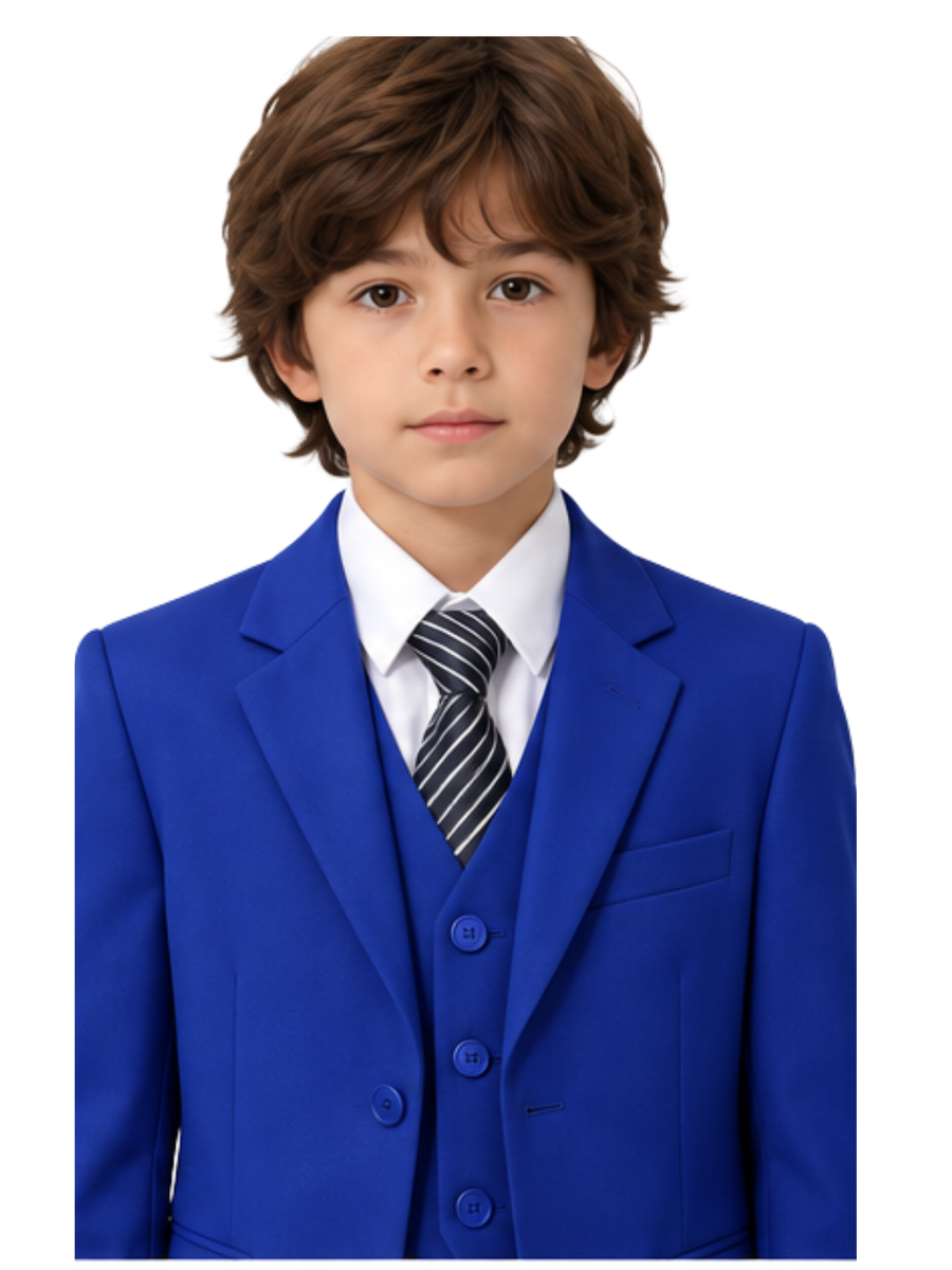 Traje de Niño 5 Piezas con Corbata Azul